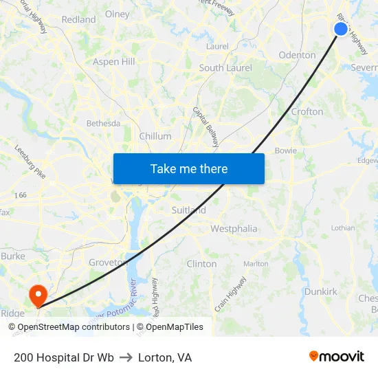 200 Hospital Dr Wb to Lorton, VA map
