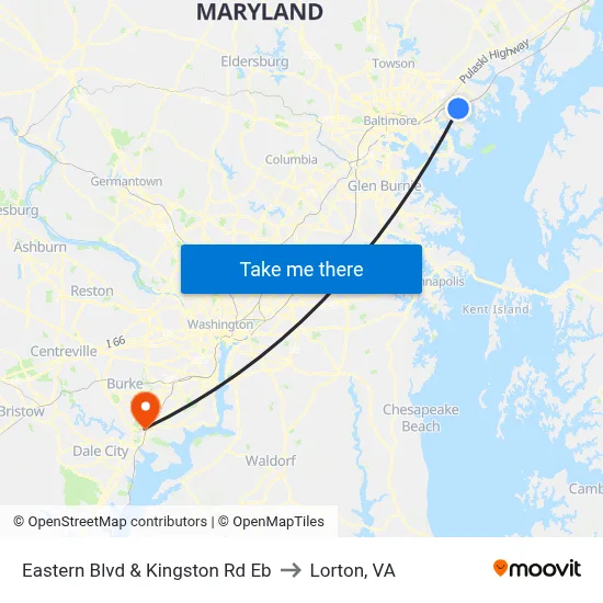 Eastern Blvd & Kingston Rd Eb to Lorton, VA map