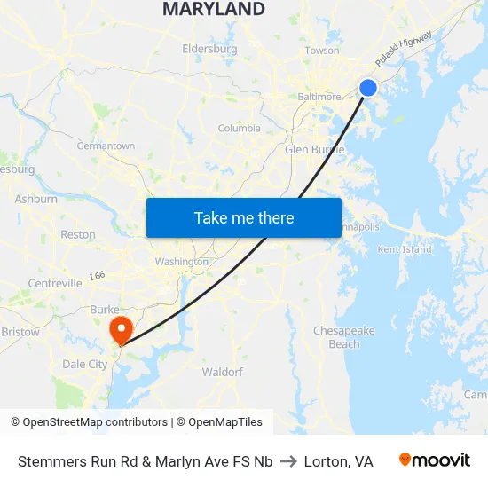 Stemmers Run Rd & Marlyn Ave FS Nb to Lorton, VA map