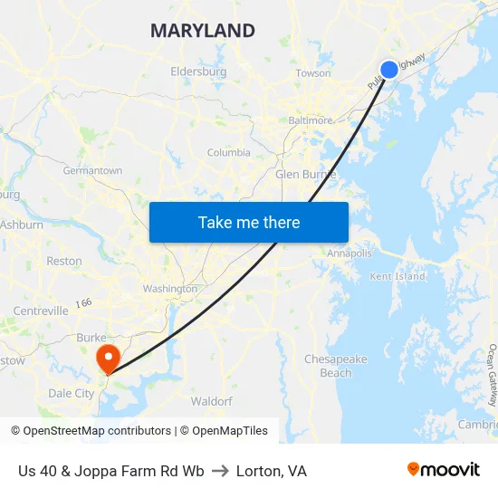 Us 40 & Joppa Farm Rd Wb to Lorton, VA map