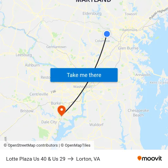 Lotte Plaza Us 40 & Us 29 to Lorton, VA map