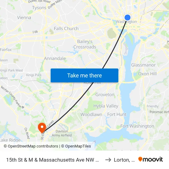 15th St & M & Massachusetts Ave NW Mid Nb to Lorton, VA map