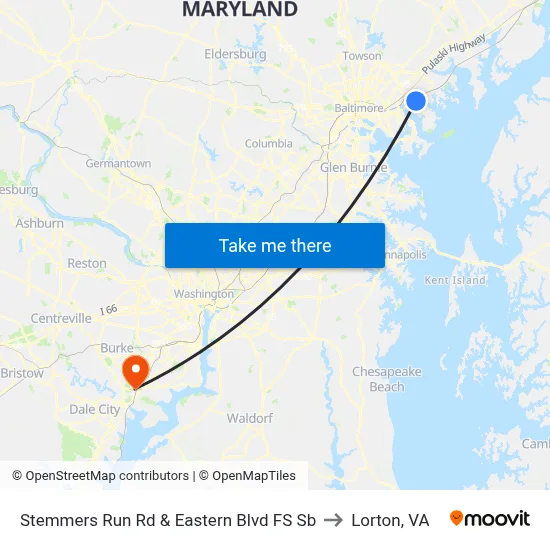 Stemmers Run Rd & Eastern Blvd FS Sb to Lorton, VA map