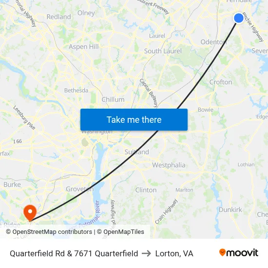 Quarterfield Rd & 7671 Quarterfield to Lorton, VA map