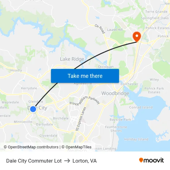 Dale City Commuter Lot to Lorton, VA map