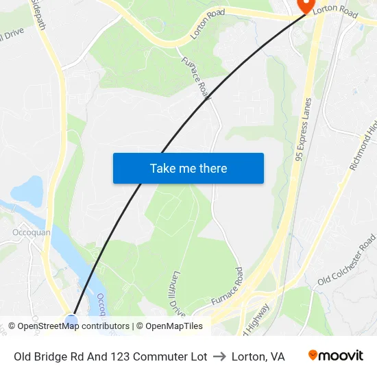 Old Bridge Rd And 123 Commuter Lot to Lorton, VA map