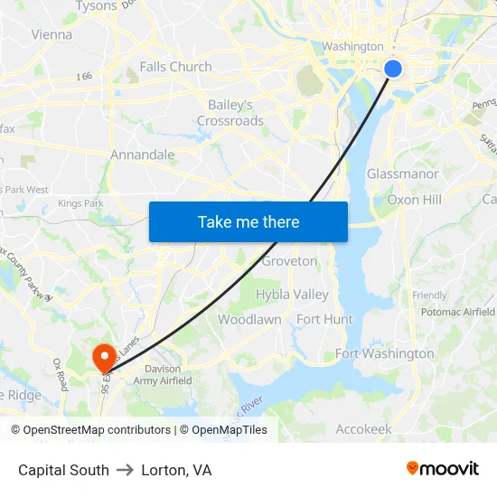 Capital South to Lorton, VA map
