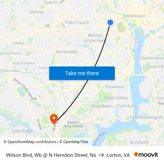 Wilson Blvd, Wb @ N Herndon Street, Ns to Lorton, VA map