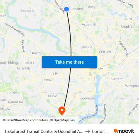 Lakeforest Transit Center & Odendhal Ave to Lorton, VA map