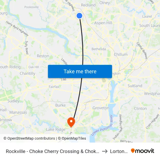 Rockville - Choke Cherry Crossing & Choke Cherry Rd to Lorton, VA map