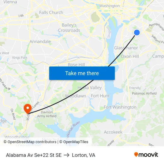 Alabama Av Se+22 St SE to Lorton, VA map