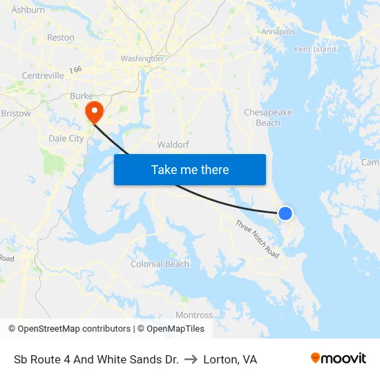 Sb Route 4 And White Sands Dr. to Lorton, VA map