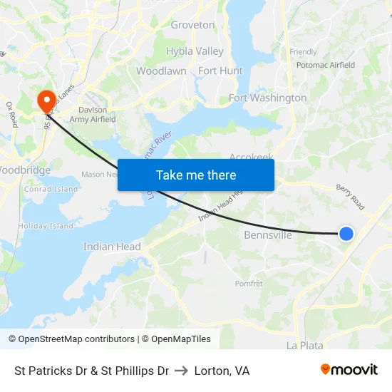 St Patricks Dr & St Phillips Dr to Lorton, VA map