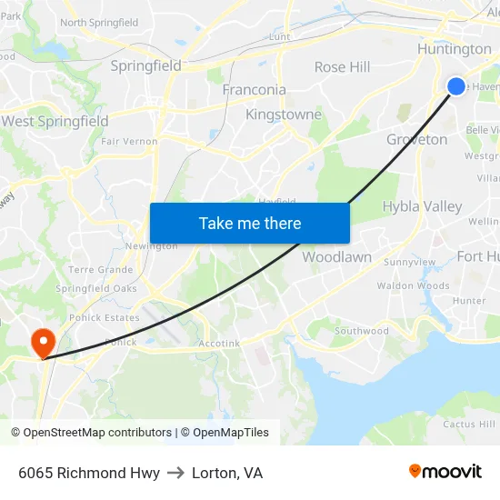 6065 Richmond Hwy to Lorton, VA map
