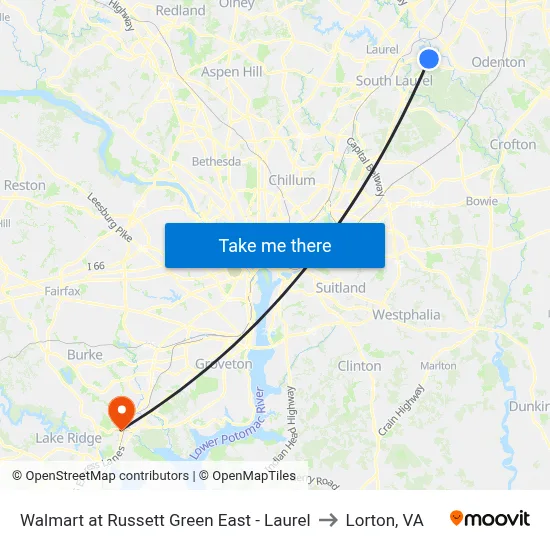 Walmart at Russett Green East - Laurel to Lorton, VA map