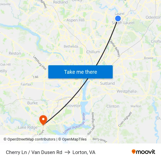 Cherry Ln / Van Dusen Rd to Lorton, VA map