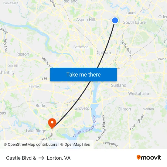 Castle Blvd & to Lorton, VA map