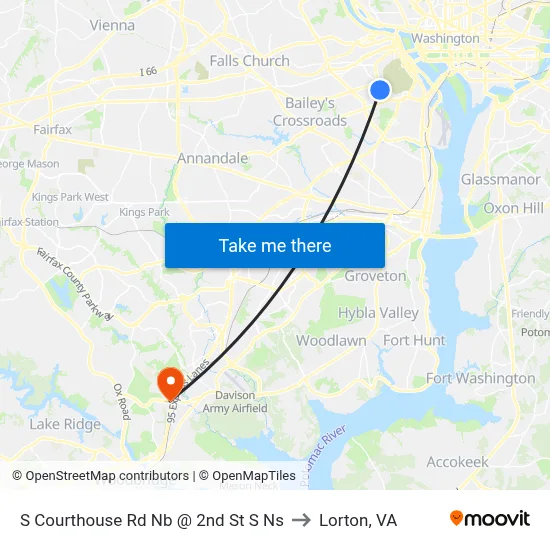S Courthouse Rd Nb @ 2nd St S Ns to Lorton, VA map