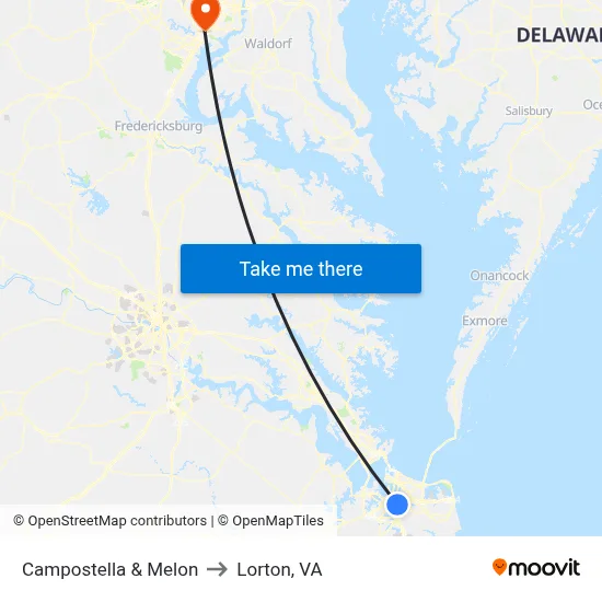 Campostella & Melon to Lorton, VA map
