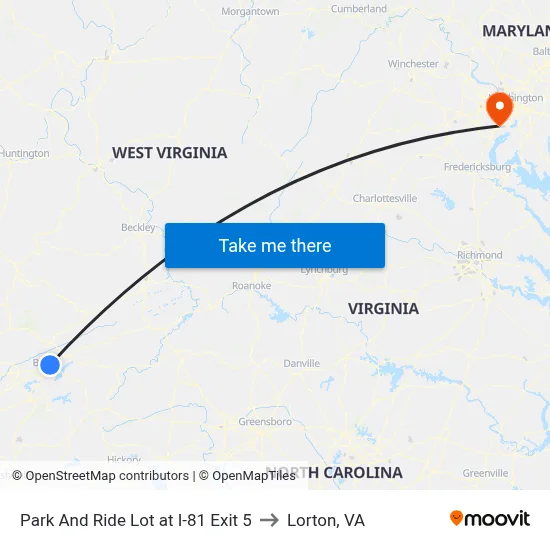 Park And Ride Lot at I-81 Exit 5 to Lorton, VA map