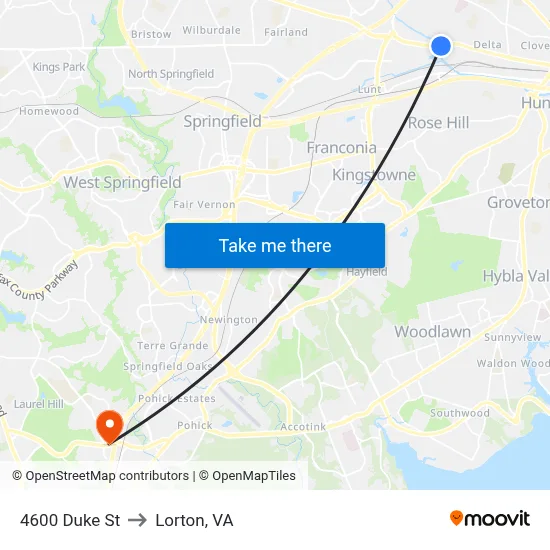 4600 Duke St to Lorton, VA map