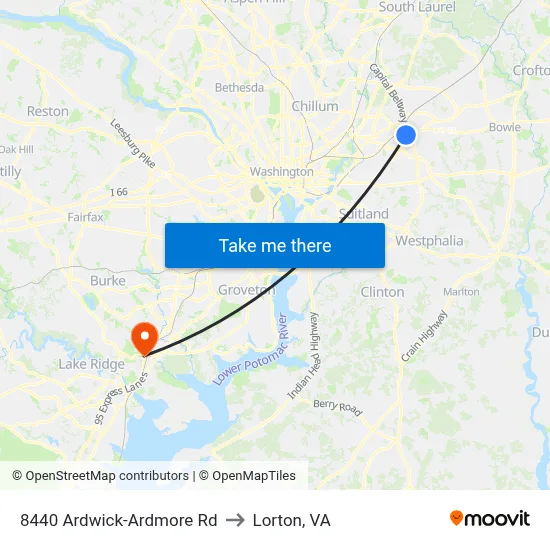 8440 Ardwick-Ardmore Rd to Lorton, VA map