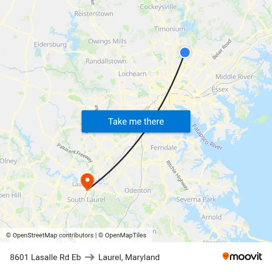 8601 Lasalle Rd Eb to Laurel, Maryland map