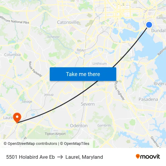5501 Holabird Ave Eb to Laurel, Maryland map