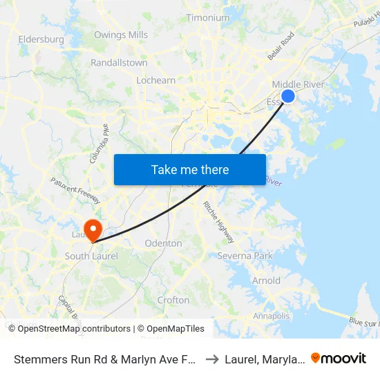 Stemmers Run Rd & Marlyn Ave FS Nb to Laurel, Maryland map