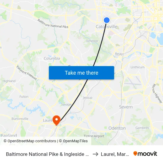 Baltimore National Pike & Ingleside Ave FS Wb to Laurel, Maryland map