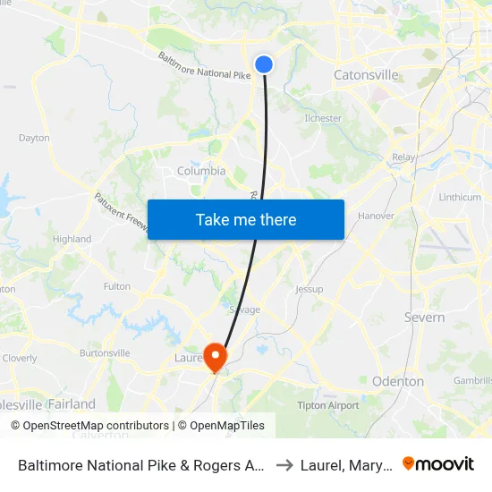 Baltimore National Pike & Rogers Ave FS Eb to Laurel, Maryland map