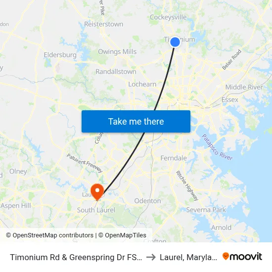Timonium Rd & Greenspring Dr FS Eb to Laurel, Maryland map