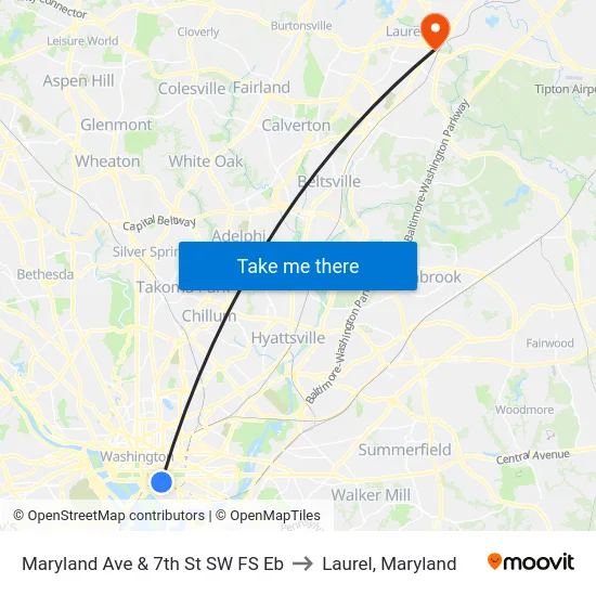 Maryland Ave & 7th St SW FS Eb to Laurel, Maryland map
