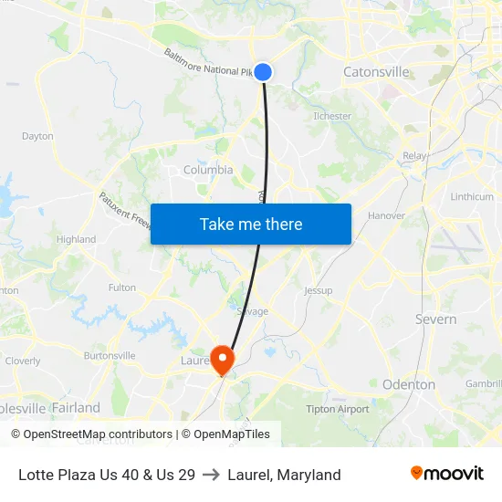 Lotte Plaza Us 40 & Us 29 to Laurel, Maryland map