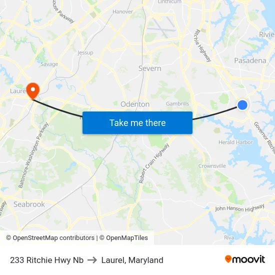 233 Ritchie Hwy Nb to Laurel, Maryland map