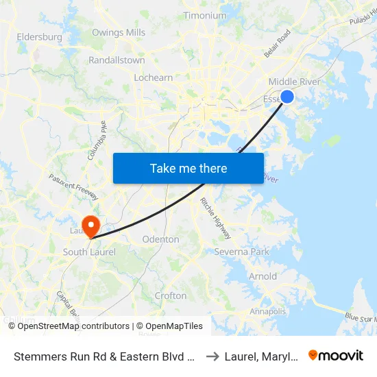 Stemmers Run Rd & Eastern Blvd FS Sb to Laurel, Maryland map