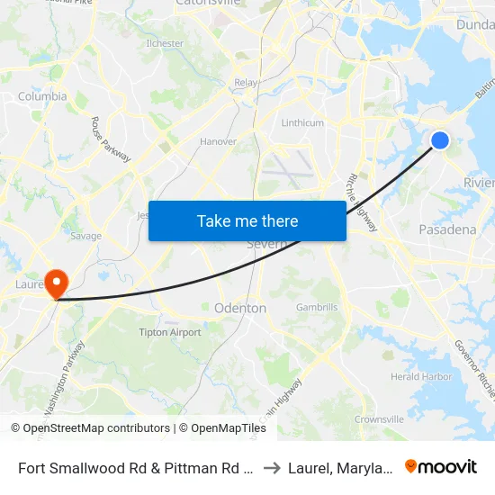 Fort Smallwood Rd & Pittman Rd Sb to Laurel, Maryland map