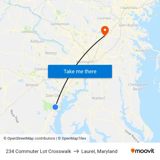 234 Commuter Lot Crosswalk to Laurel, Maryland map