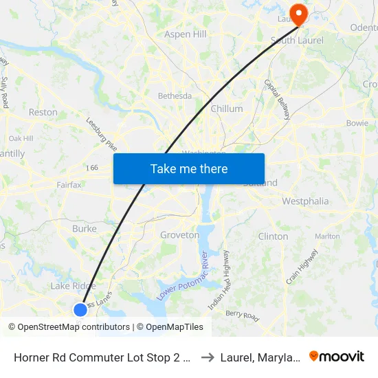 Horner Rd Commuter Lot Stop 2 AM to Laurel, Maryland map
