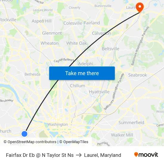 Fairfax Dr Eb @ N Taylor St Ns to Laurel, Maryland map