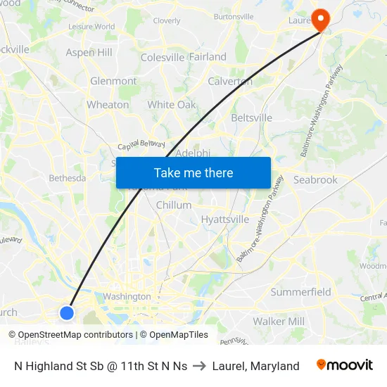 N Highland St Sb @ 11th St N Ns to Laurel, Maryland map