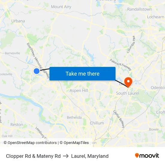 Clopper Rd & Mateny Rd to Laurel, Maryland map