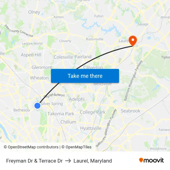 Freyman Dr & Terrace Dr to Laurel, Maryland map