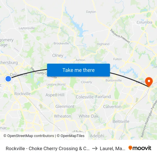 Rockville - Choke Cherry Crossing   & Choke Cherry Rd to Laurel, Maryland map