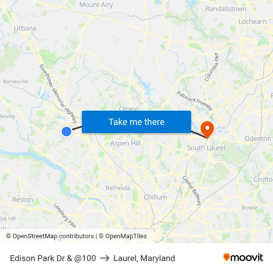 Edison Park Dr & @100 to Laurel, Maryland map