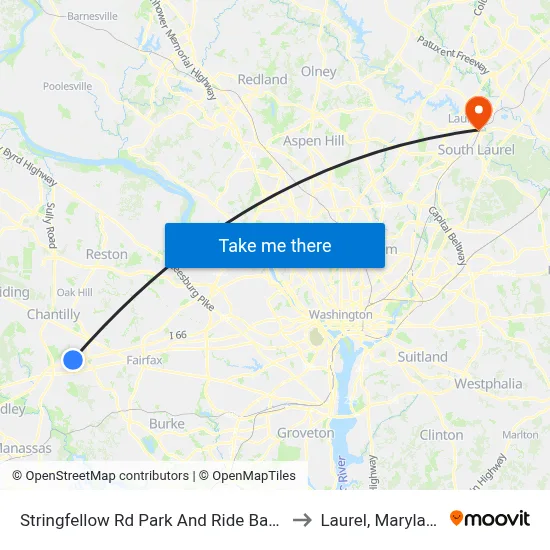 Stringfellow Rd Park And Ride Bay A to Laurel, Maryland map