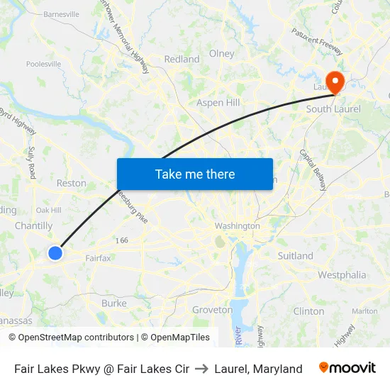 Fair Lakes Pkwy @ Fair Lakes Cir to Laurel, Maryland map