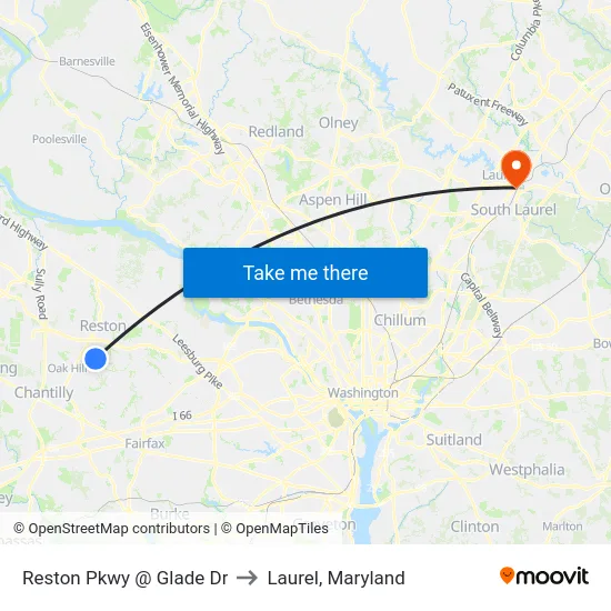 Reston Pkwy @ Glade Dr to Laurel, Maryland map
