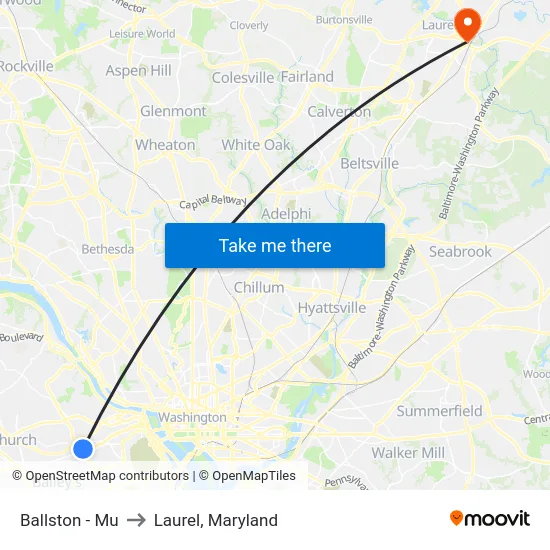 Ballston - Mu to Laurel, Maryland map