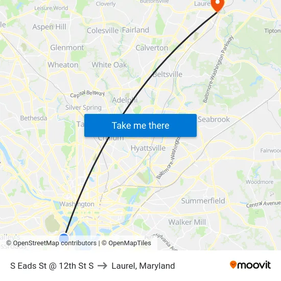 S Eads St @ 12th St S to Laurel, Maryland map